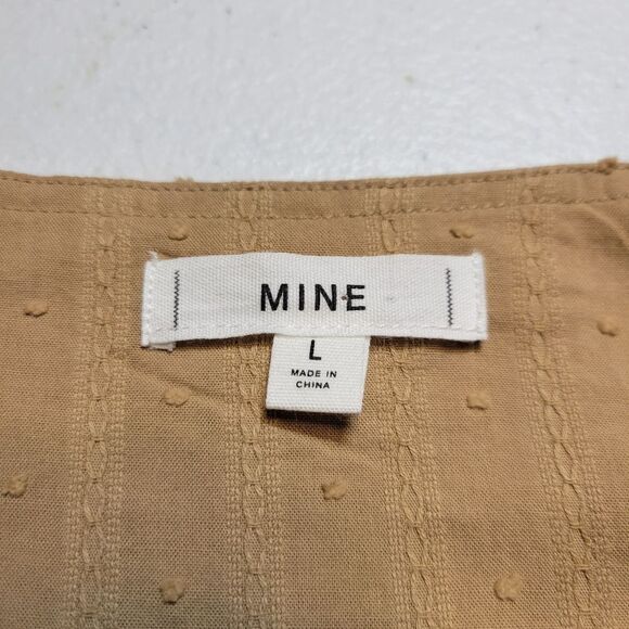 Mine Cotton Embroidered Tan Peasant Flutter Sleeve Boho Women's Top - Picture 7 of 10